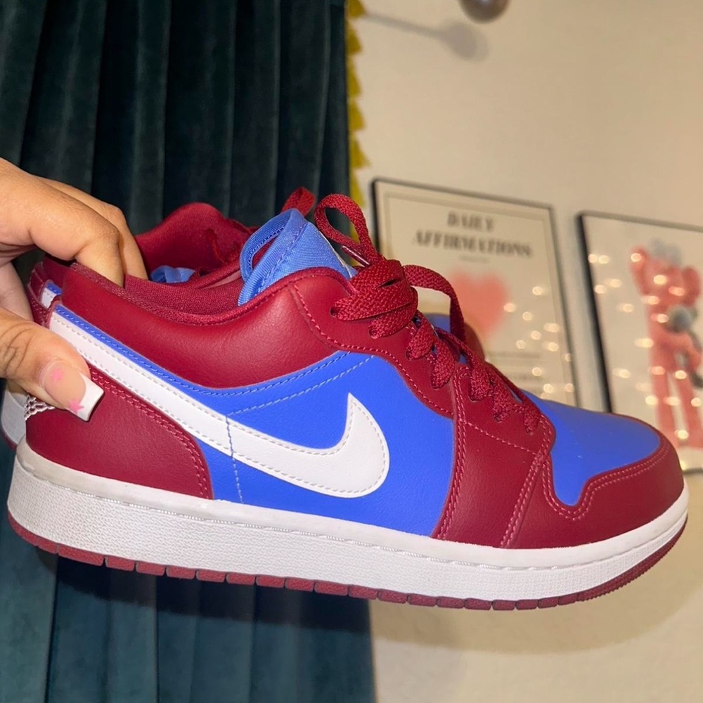 Pomegranate Red and Blue Jordan 1 Low